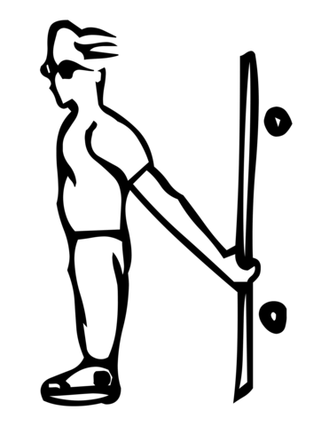 Skateboard Letter N Coloring Page